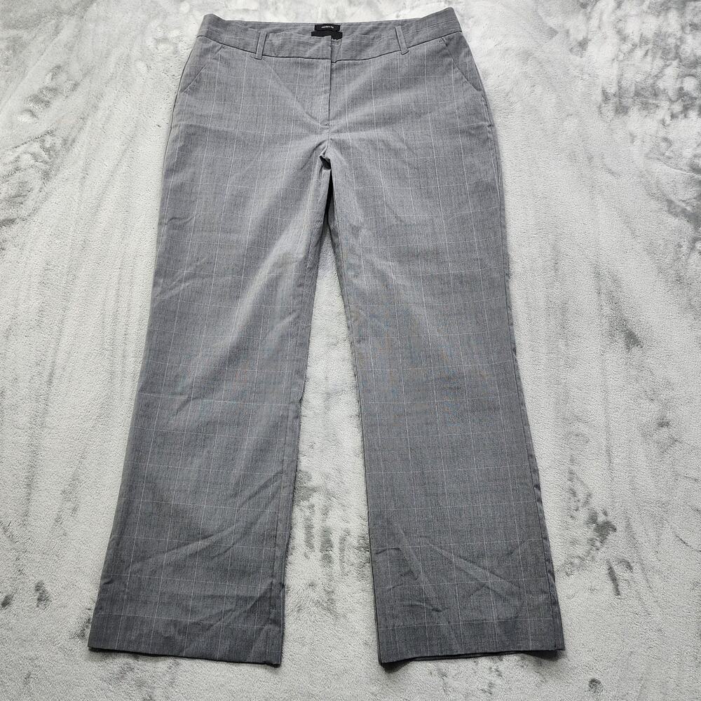 Attention Pants Womens 12‎ Gray Modern Fit Gray Plaid Mid Rise Wide Leg Office